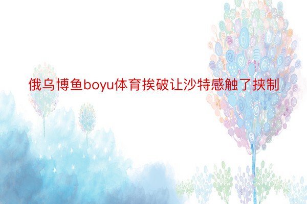 俄乌博鱼boyu体育挨破让沙特感触了挟制